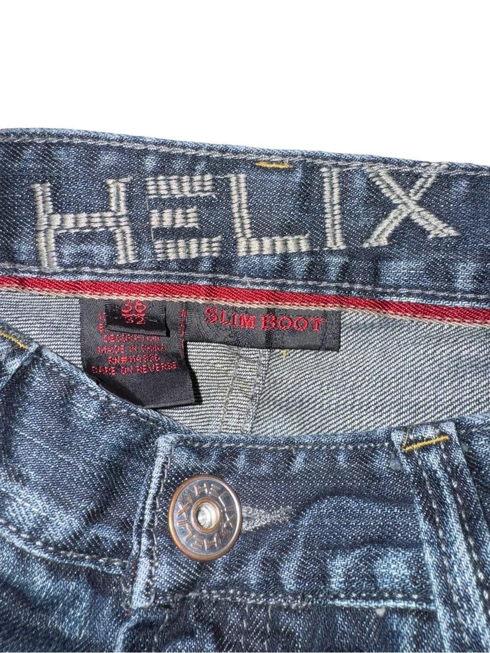 Helix Men’s 36x32 Bootcut Jeans Medium Wash Flap Pocket Whiskered Distressed